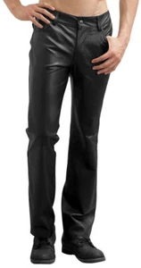 Mens Leather Motorcycle Biker Pants Genuine Lambskin Dinner Parties TrouserLP52 - Picture 1 of 3