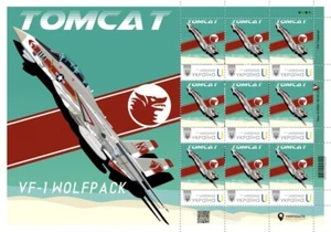 RARE PERSONALIZED LIMITED SET STAMPS & ENVELOPE "The F-14A Tomcat VF-1 Wolfpack" - Picture 1 of 8
