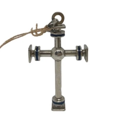 1 AR - Uno A Erre - Vintage - Croce in argento con smalto blu  - Immagine 1 di 4