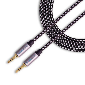 SatelliteSale 3.5mm Jack Male to Male Audio Stereo Cable Aux Nylon Cord