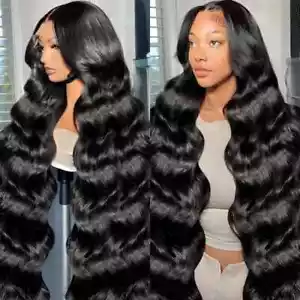 Peluca de cabello humano onda corporal sin pegamento HD onda de agua 13x6 encaje peluca frontal prearrancada - Imagen 1 de 11