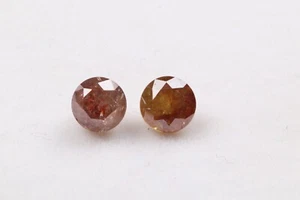 2 Pcs 5.38mm Natural Red Round Brilliant Cut Loose Diamonds 1.66Tcw VD01 - Picture 1 of 7