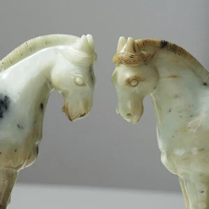 Exquisite Matching Pair - Qing Dynasty Jade Horses – Celadon - 16x14cm/6.3x5.5in - Picture 1 of 14