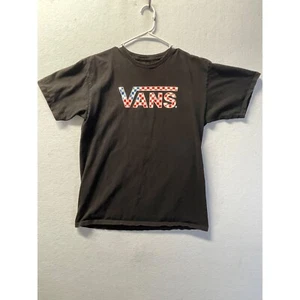 Vans USA Red White Blue Logo Colors Black Short Sleeve Crew Neck T-Shirt - Picture 1 of 7