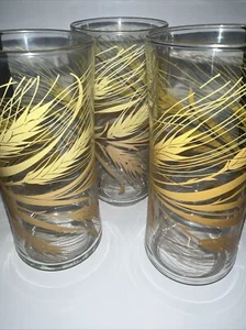 Juego de 3 vasos Libbey Golden Wheat amarillos y naranjas años 70 MCM vintage - Imagen 1 de 4