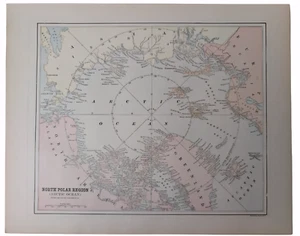 Nordpolregion Arktischer Ozean Karte 1893 Kolumbianische Weltausstellung Atlas ~11,5x14" - Bild 1 von 1