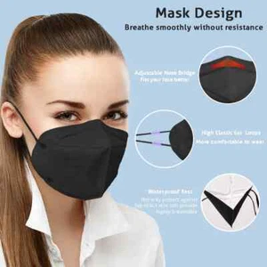 KN95 Face Masks for Adults Men Women Black 5 Ply Mask 20PCS - Picture 1 of 4