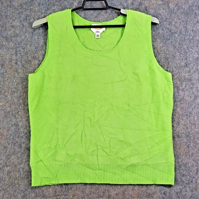 Talbots Top Womens Extra Large Green Sweater Knit Wool Cashmere Scoop Neck Tank - Image 1 of 4