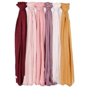 HOT Solid Linen Scarf Cotton Muslim Hijab Scarves Wraps Headscarf Plain 37 Color - Picture 1 of 49
