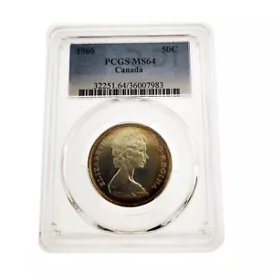 50 Cent Coin, 1966 Canadian Coin, PCGS MS64 - Picture 1 of 1