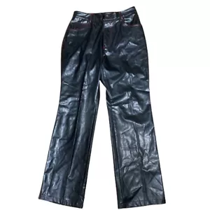 Pantalone donna RAG in pelle PU gamba dritta nero taglia 9 - Foto 1 di 6
