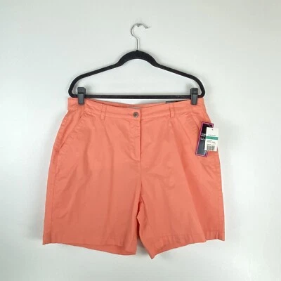 "Pantalones cortos Kim Rogers para mujer 16 cómodos cintura elástica chino coral rosa melocotón 7""" Foto 1 de 4