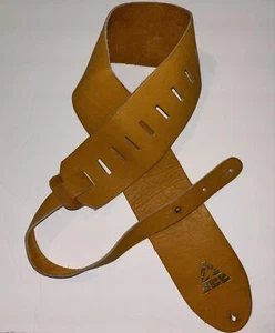 Vtg ACE Original Gold Logo Leather Guitar Strap Made in USA Top Grain Cowhide - Picture 1 of 7