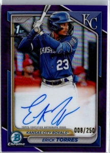 Erick Torres 2024 Bowman Chrome 1st Purple Refractor Auto /250 Royals - Bild 1 von 2