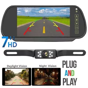 Car Rear View Kit 7" Mirror Monitor+IR Night Vision Reversing Parking Camera Kit - Picture 1 of 16