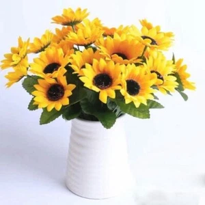 7 Köpfe Gelbe Sonnenblume Gelb Blumenstrauß Party Garten Dekor Heim dekoration - Picture 1 of 11