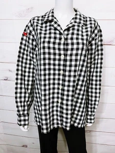 Talbots Womens Shirt Size L Black & White Long Sleeve Linen & Cotton Top - Picture 1 of 8