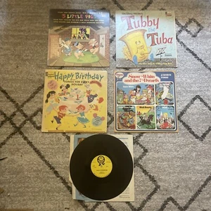 Lot Of 5 Vintage Disney Records 33 RPM LPs - Snow White - 3 Little Pigs - Etc - Picture 1 of 6