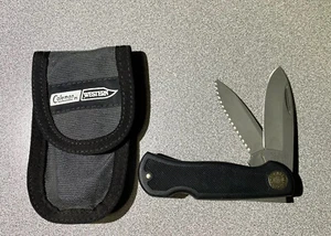 Vintage Coleman Western USA 952 Double Blade Stainless Letter M With Sheath - Picture 1 of 5