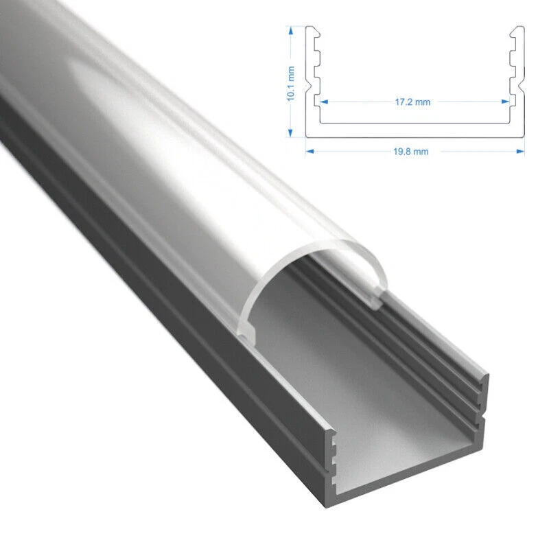 Alluminio Sagoma Guida Listello "AUFBAU-17" bianco per strisce LED + Copertura - Immagine 1 di 1