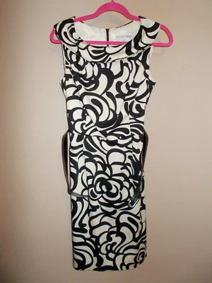 Vestido básico con cinturón Madison Leigh para mujer talla 10 negro y amarillo pálido  Foto 1 de 4