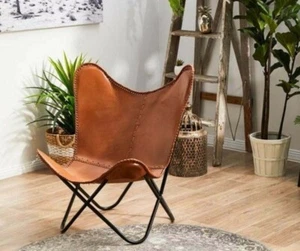 Top Quality Genuine Handmade Butterfly Chair Vintage Leather With Iron Frame - Picture 1 of 6