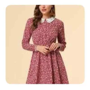 New Allegra L lace Peter Pan collar long sleeve mini dress ditsy floral XL nwt - Picture 1 of 6