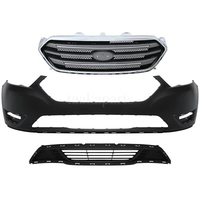New Front Bumper Cover Primed Upper Lower Grille Kit For 2013 -2019 Ford Taurus — 第 1/4 张图片
