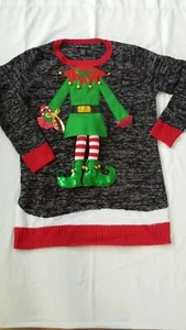 EUC United States Sweaters Womens Sweater Ugly Christmas Elf Bells Size 0X - Picture 1 of 2