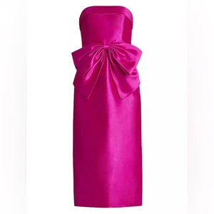 Zac Posen Pink Midi Strapless Bow Dress - Picture 1 of 5