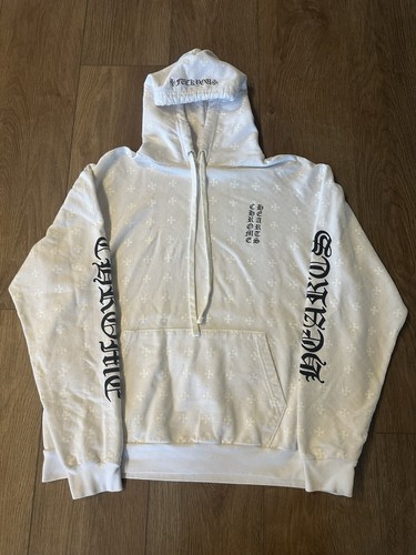 Felpa con cappuccio pullover monogramma stampa ferro di cavallo Chrome Hearts uomo XL