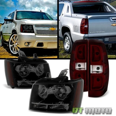 Juego de faros de humo negros + luces traseras de freno traseras para Chevy Avalanche 2007-2013 Foto 1 de 4
