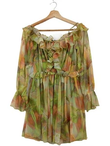 ZARA Vestido estilo flounce Mujeres Talla EU 36 verde-rojo-naranja claro - Imagen 1 de 5