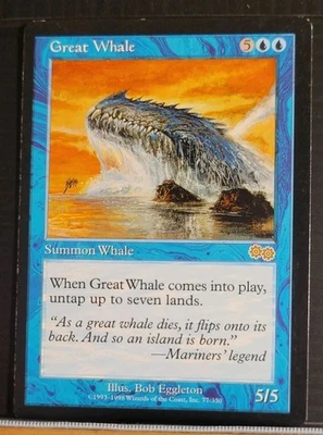 Mtg GREAT WHALE LP Urza's Saga 77/350 Reserve List -Argo- - Image 1 of 2