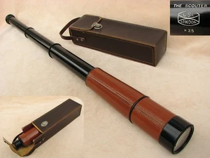 The U.S.I Scouter 3 draw leather clad field telescope in case - Picture 1 of 5
