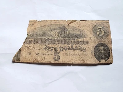1864 $5 Confederate Note - Image 1 of 2