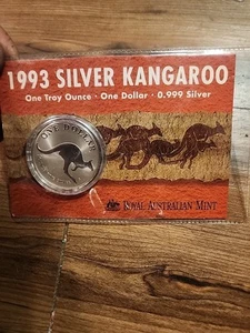 Australia: 1993 1 oz .999 plata moneda feria $1 canguro. Solo 2500 emitidos - Imagen 1 de 3
