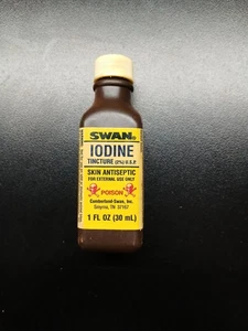 Vintage 1oz Iodine Tincture Bottle Certified Laboratories Philadelphia Poison EX - Picture 1 of 6