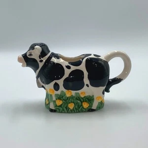 Crema de Vacas Flores y Hierba Cerámica Jóvenes Exclusivo 1999 Vintage Blanco y Negro - Imagen 1 de 6