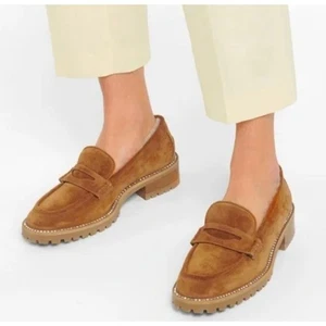 Jimmy Choo Gr. 38 US 8 Wildleder Lammfell gefüttert Kristall Deanna Loafer Schuhe - Bild 1 von 15