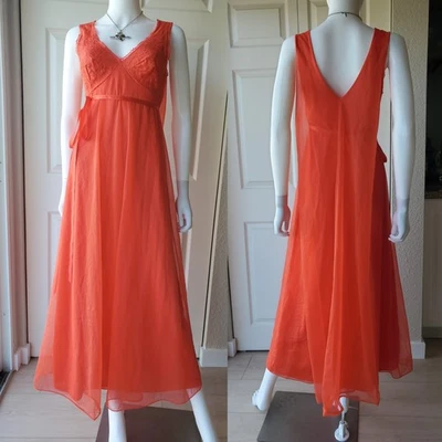 Vanity Fair Red Nylon Maxi Nightgown Size 32 - Image 1 of 4