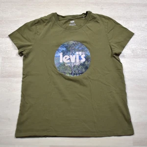 Levis T Shirt Damen Grün Kurzarm Monet Grafik Logo Größe M Baumwolle - Bild 1 von 6