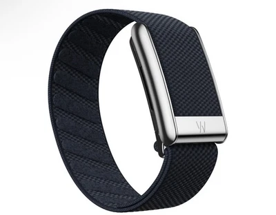 Whoop 5.0/MG 浅蓝色表带 带标志 - 豪华超级针织 - 闪亮银色扣 — 第 1/4 张图片