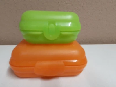 Tupperware Twinset Brotdosen 1 x Gr. 2 Medium / 1 x Gr. 1  Mini - grün + orange - Bild 1 von 3