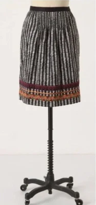 Falda Edme & Esyllte Anthropologie de algodón blanco y negro línea A talla 6 Foto 1 de 3