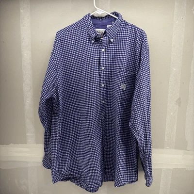 Camisa Cinch Abotonada Cuadros Guinga Manga Larga Western Para Hombres XL Púrpura Blanca Foto 1 de 4