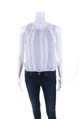 Blusa feminina esplêndida branca de algodão estampada gola redonda sem mangas tamanho P - Imagem 1 de 4