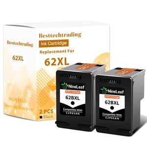 Cartucho de tinta 62XL negro 2PK compatible con HP OfficeJet 5741 5743 ENVY 5660 - Imagen 1 de 10