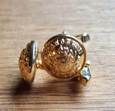 Manschettenknöpfe T.W & W Paris Anker BURG KRONE ADEL MILITÄR, Gold farben - Bild 1 von 4
