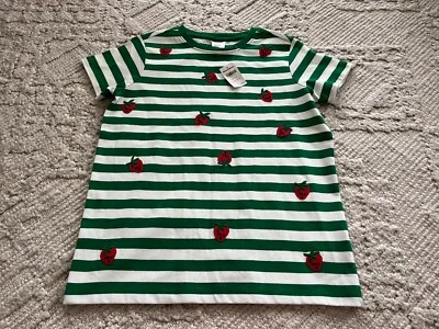 Girl's HANNA ANDERSSON Size 160 (14) Strawberry Theme Striped Shirt - NWT's - Image 1 of 2
